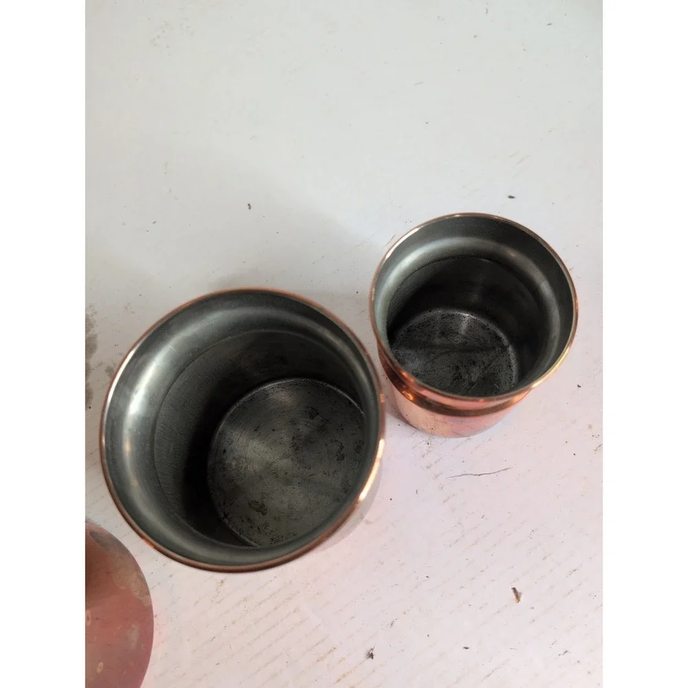 Lot Of 4 Vintage Copper Containers Sugar Flour Countertop Pantry Made In Italy